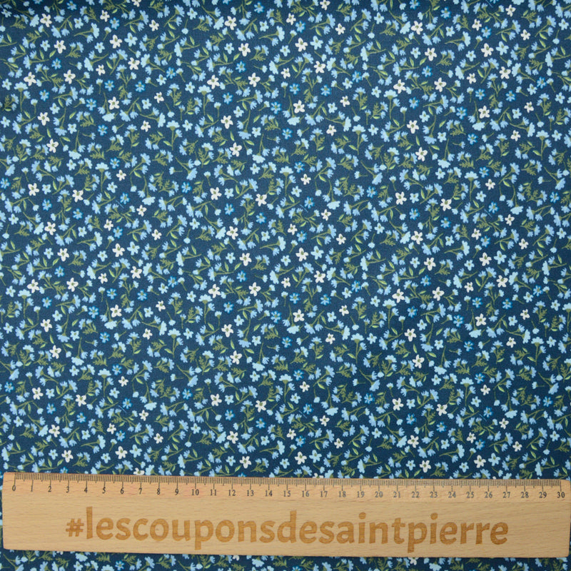 Coton imprimé Oviedo fond bleu