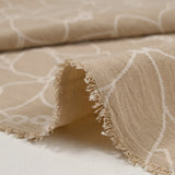 Crêpe floqué Mathilda fleurs blanche fond beige