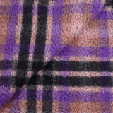 100% Laine sherpa à carreaux Jeanne fond vieux rose