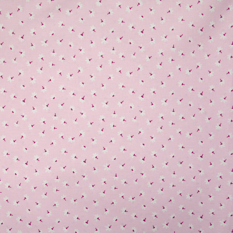 Coton imprimé pâquerette fond rose