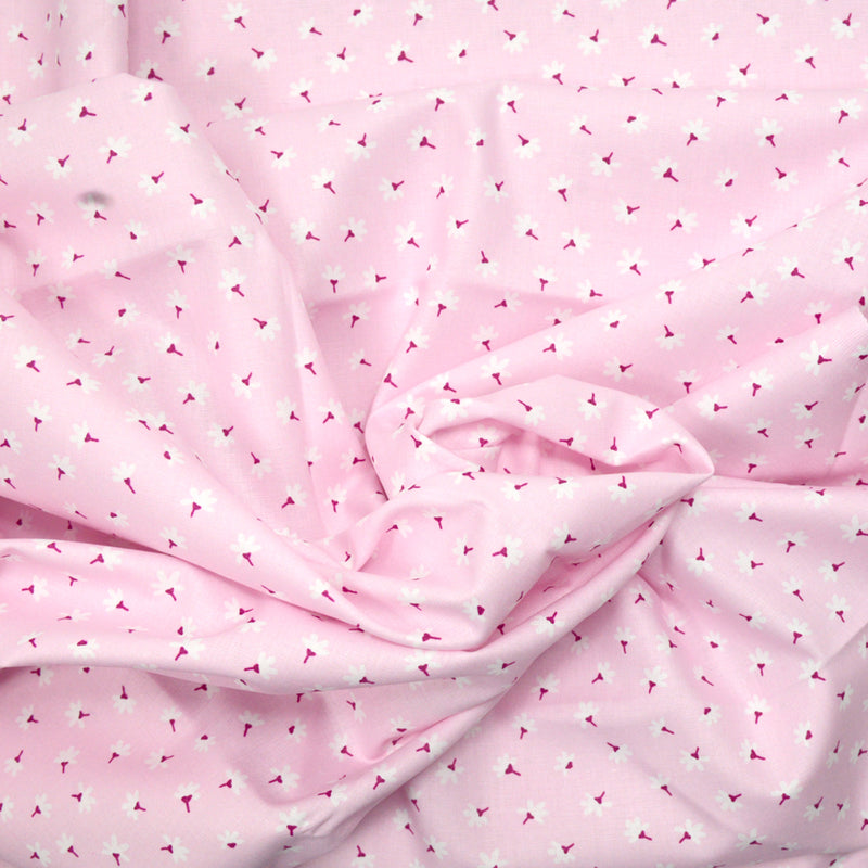 Coton imprimé pâquerette fond rose
