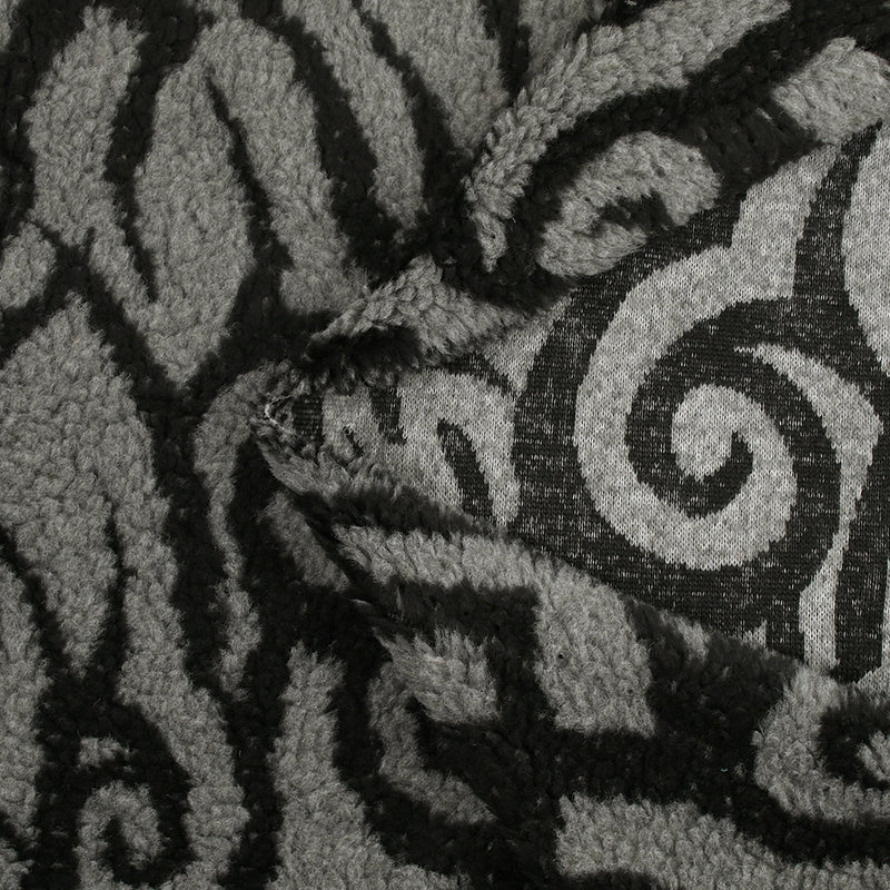 Lainage polyester sherpa tourbillon noir et gris