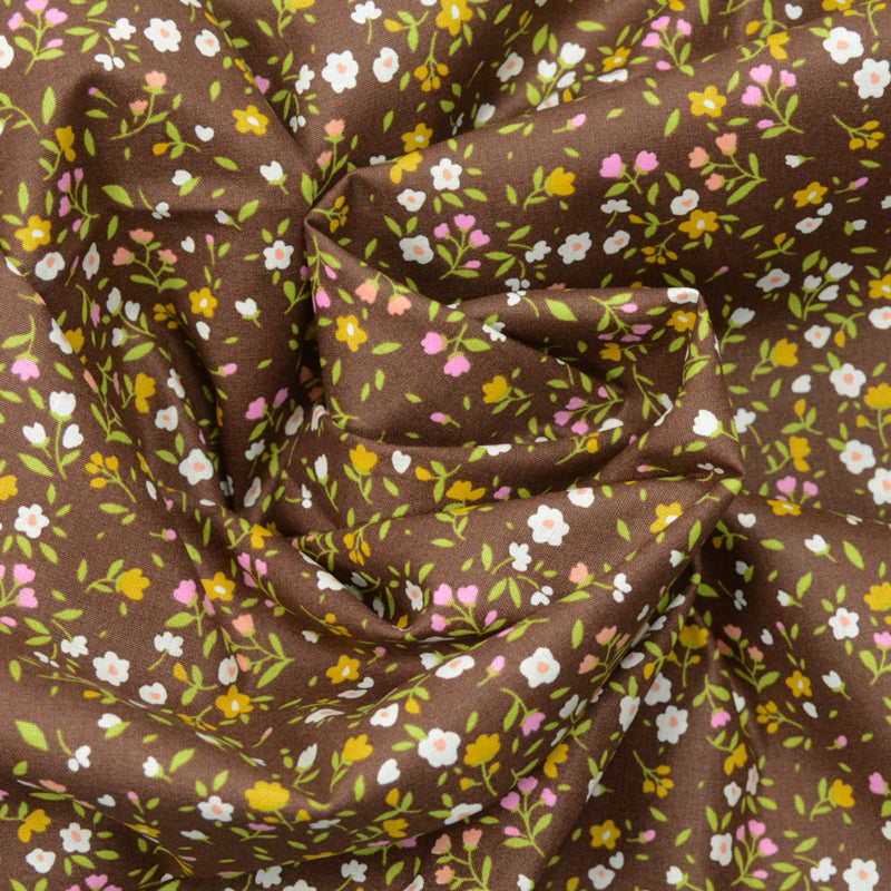 Coton imprimé Saragosse fond marron