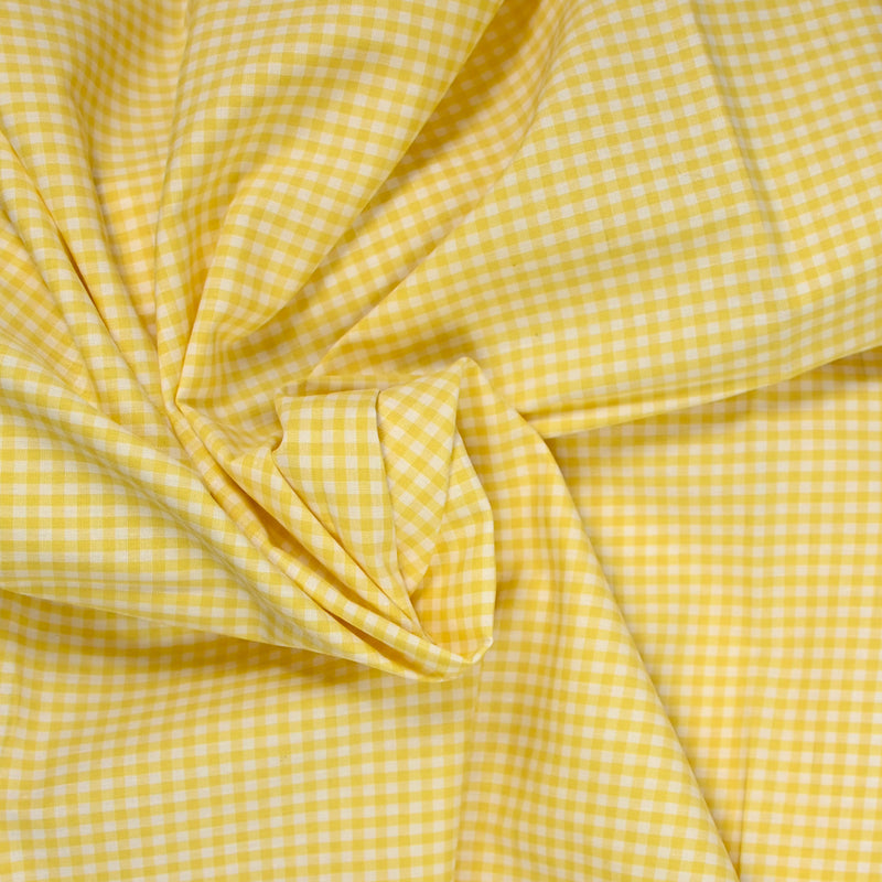 Coton imprimé vichy 3mm jaune
