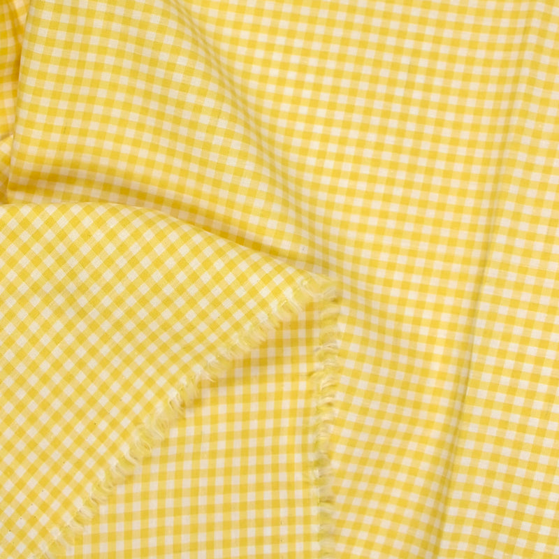 Coton imprimé vichy 3mm jaune