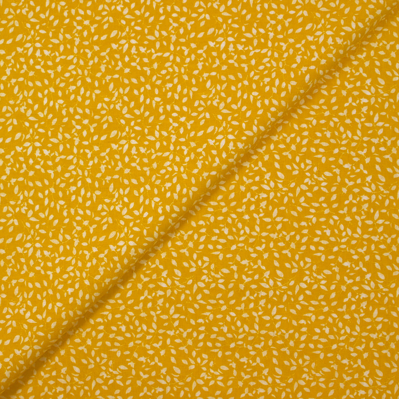 Follaje estampado de algodón con follaje estampado de fondo amarillo