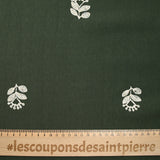 Crêpe viscosa flores bordadas Écru khaki fondo