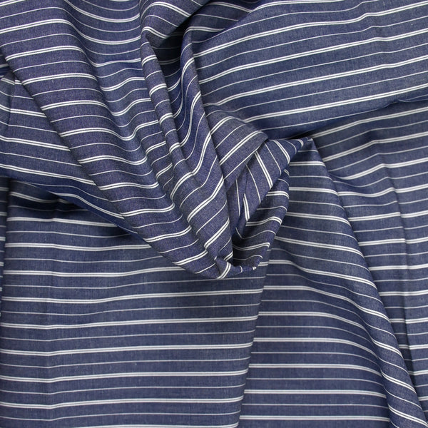 Coton tissé-teint rayé marine