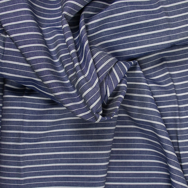 Coton tissé-teint rayé marine