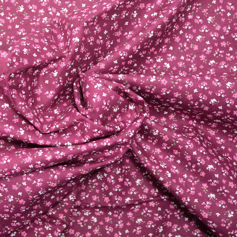 Coton imprimé Albacete rose fond violet