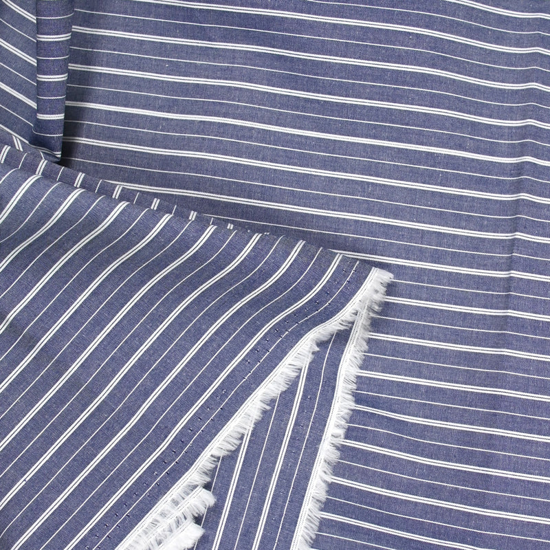 Coton tissé-teint rayé marine