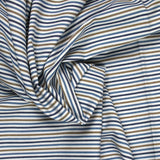 Coton tissé-teint rayé camel et bleu
