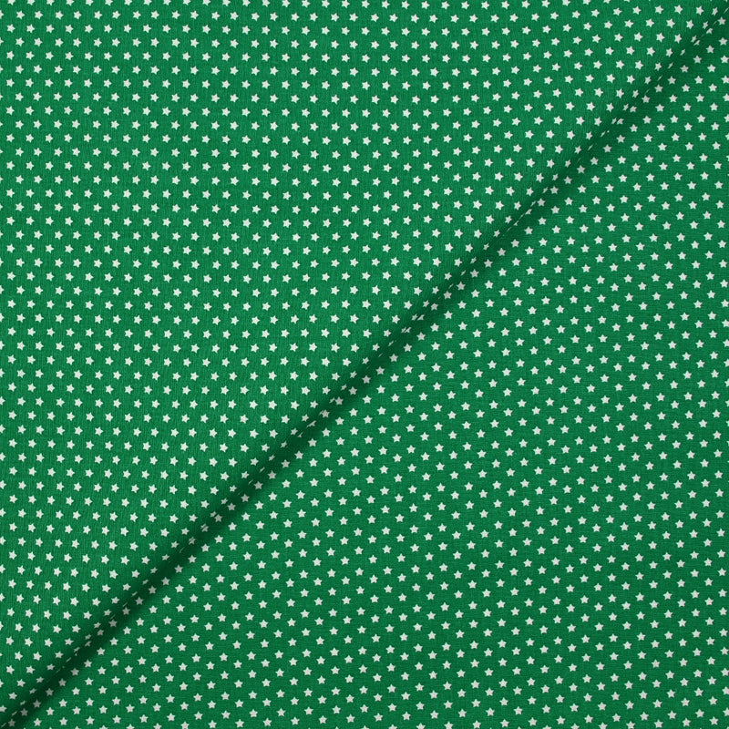 Popeline de coton imprimée mini étoiles fond vert