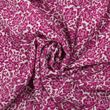 Viscose imprimée stretch fleurs orchidée fond blanc