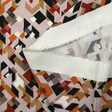 Crêpe viscose imprimé retro block fond grège