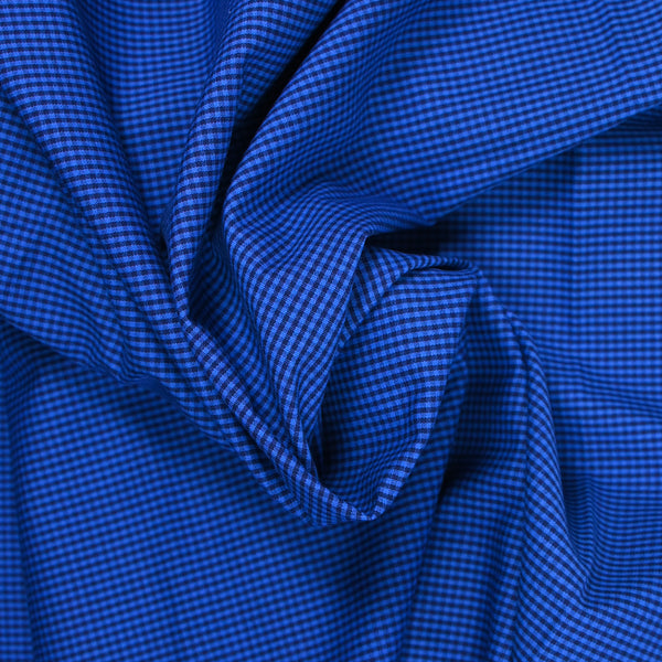 Coton tissé-teint à carreaux bleu