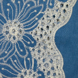 Chambray de viscose brodé bleu