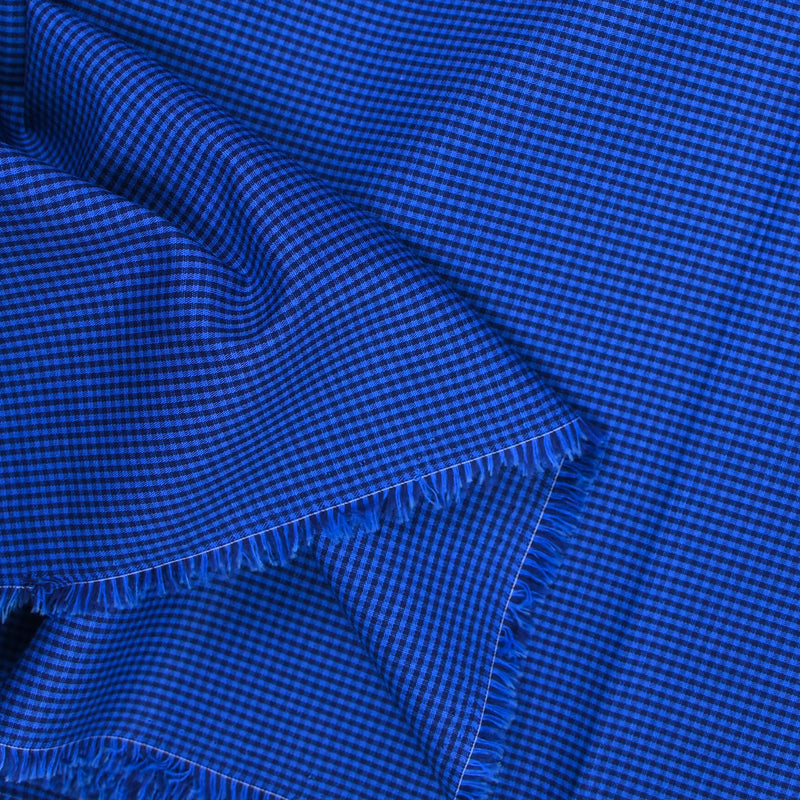 Coton tissé-teint à carreaux bleu