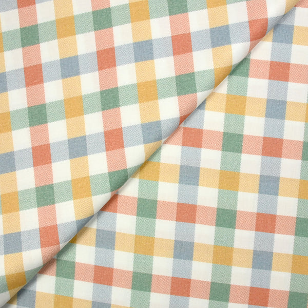 Coton imprimé à carreaux arc-en-ciel