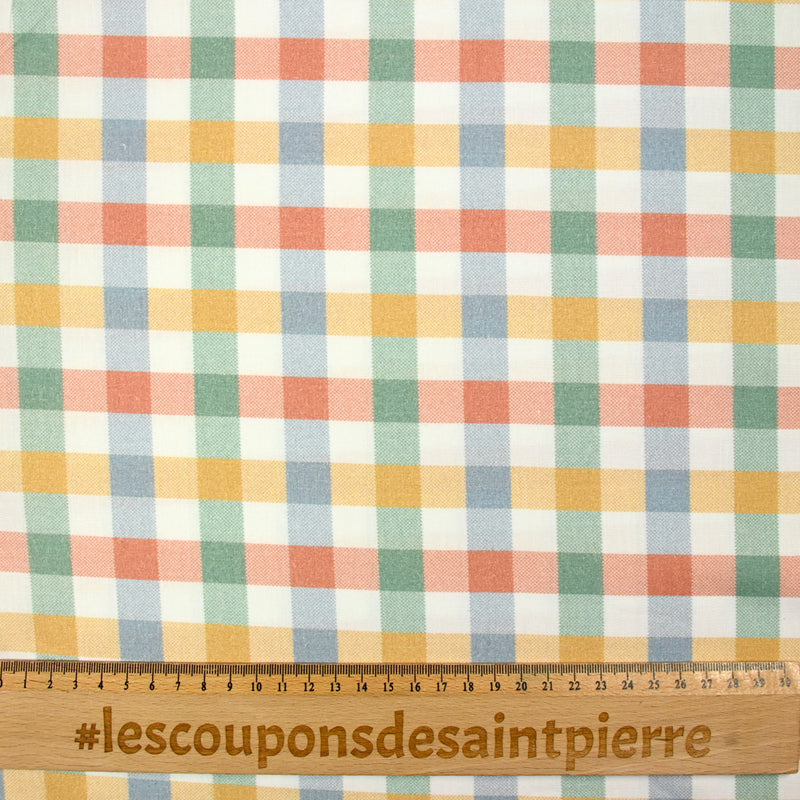 Coton imprimé à carreaux arc-en-ciel