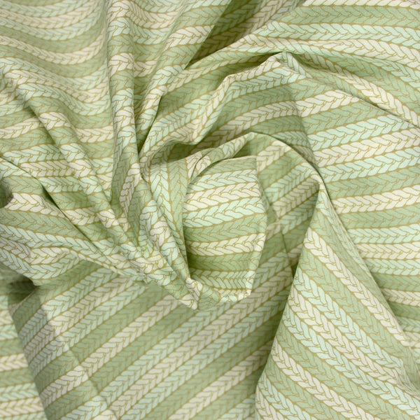 Coton imprimé torsade fond vert