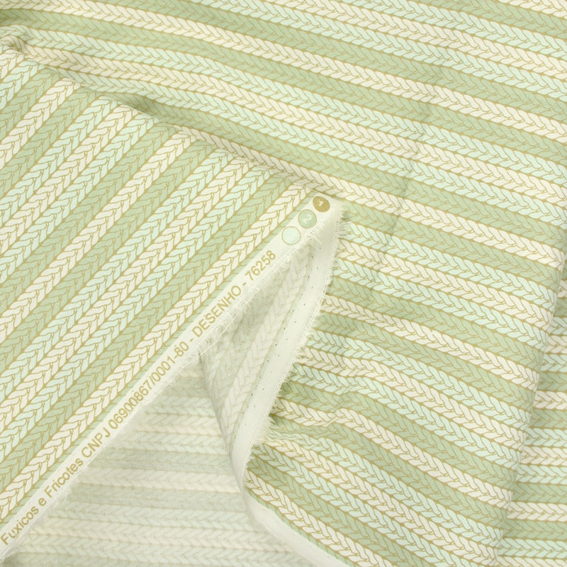 Coton imprimé torsade fond vert