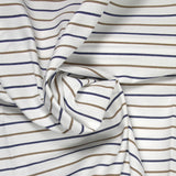 Coton tissé-teint rayé 10mm camel et bleu