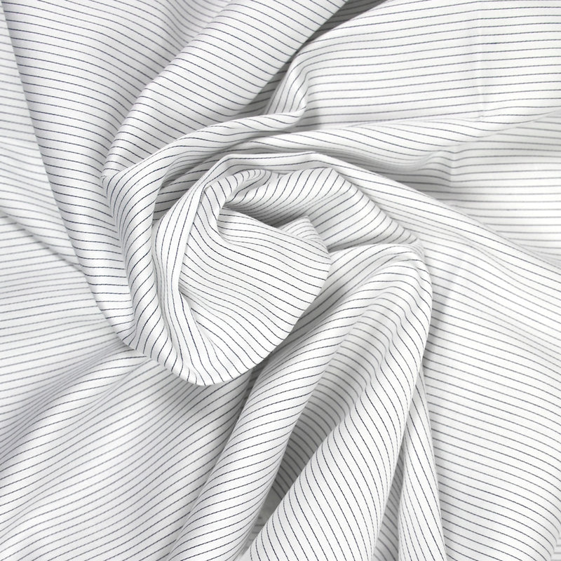 Coton tissé-teint rayé couture marine fond blanc