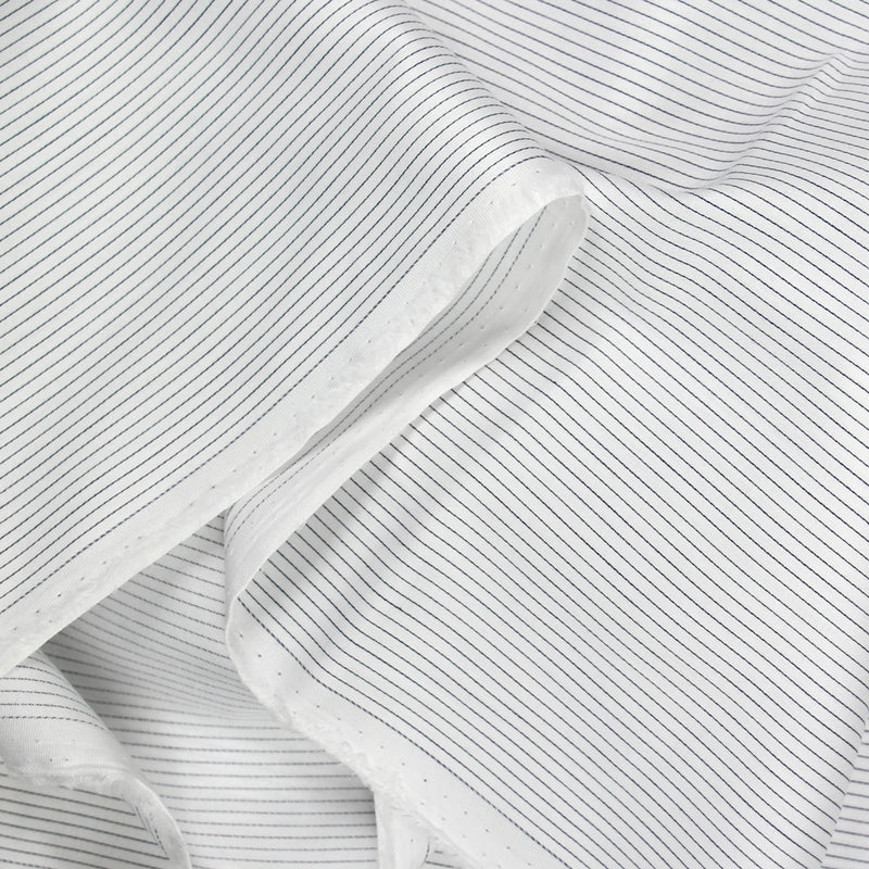 Coton tissé-teint rayé couture marine fond blanc