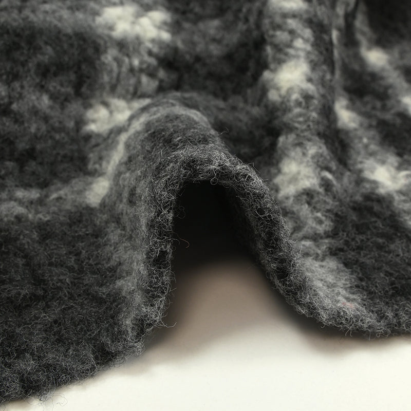 100% Laine sherpa à carreaux Jeanne fond anthracite