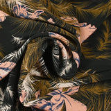 Crêpe de chine 100% soie imprimé un soir d'été fond noir