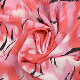 Crêpe de chine 100% soie imprimé rêverie corail et rose