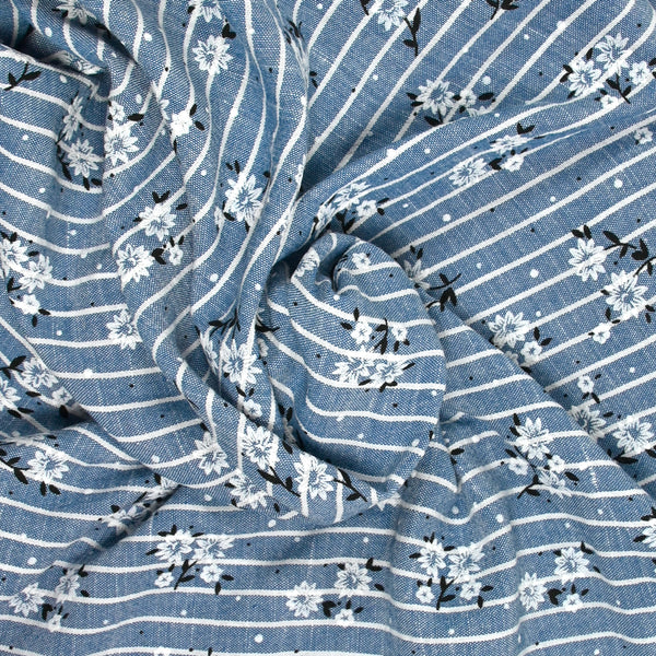 Chambray apresurado poliéster flote de fondo azul