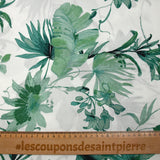 Viscose imprimée jungle en aquarelle vert fond blanc