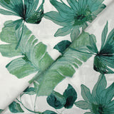 Viscose imprimée jungle en aquarelle vert fond blanc