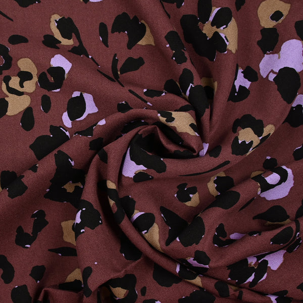 Twill de viscose imprimé graou sauvage fond violet foncé