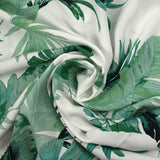 Viscose imprimée jungle en aquarelle vert fond blanc