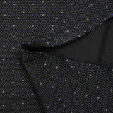 Maille Milano polyviscose triangle gris et indigo fond noir