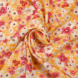 Viscose imprimée fleurs d'été fond abricot