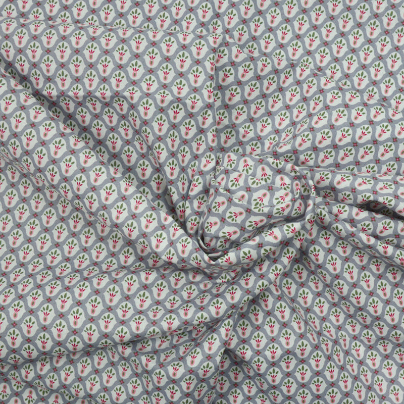 Coton imprimé Malaga fond gris
