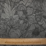 Maille Milano polyviscose floraison fond noir