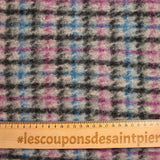 Laine mélangée bouillie carreaux violet et bleu