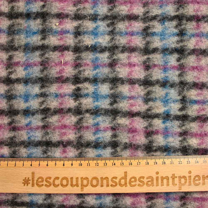 Laine mélangée bouillie carreaux violet et bleu