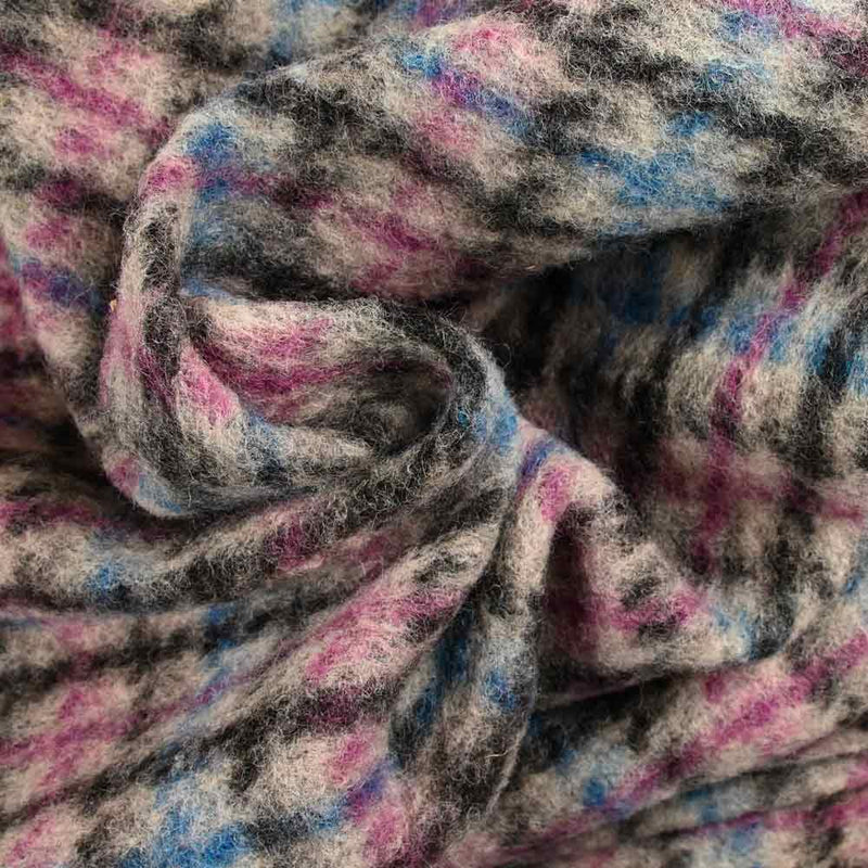 Laine mélangée bouillie carreaux violet et bleu