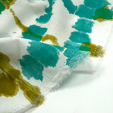 Voile de coton imprimé aquarelle flou vert d'eau et kaki