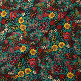 Microfibre imprimée polyester fleurs Sophie fond noir