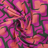 Crêpe polyester imprimé seventies fond violet