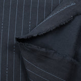 Molleton de coton french terry doux imprimé lettres et rayures fond marine