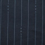 Molleton de coton french terry doux imprimé lettres et rayures fond marine
