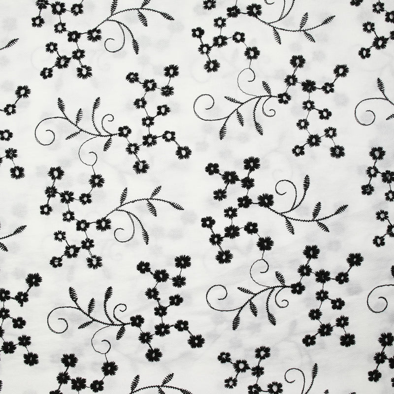 Twill de polyester embroidered Marguerite White background